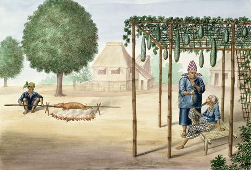 Detail of Village Scene near Manila by Jose Honorato Lozano