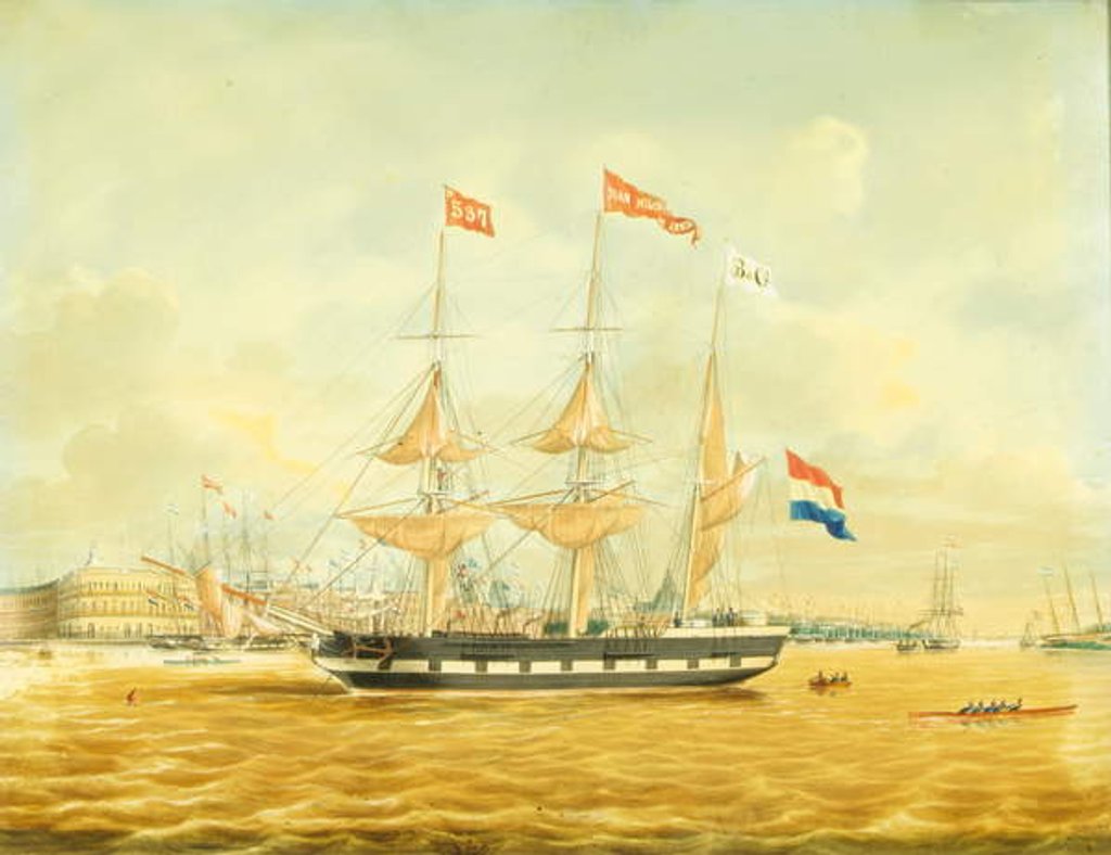 Detail of The Johan Melchior Kemper at Anchor by Rotterdam Harbour by Jacob Spin