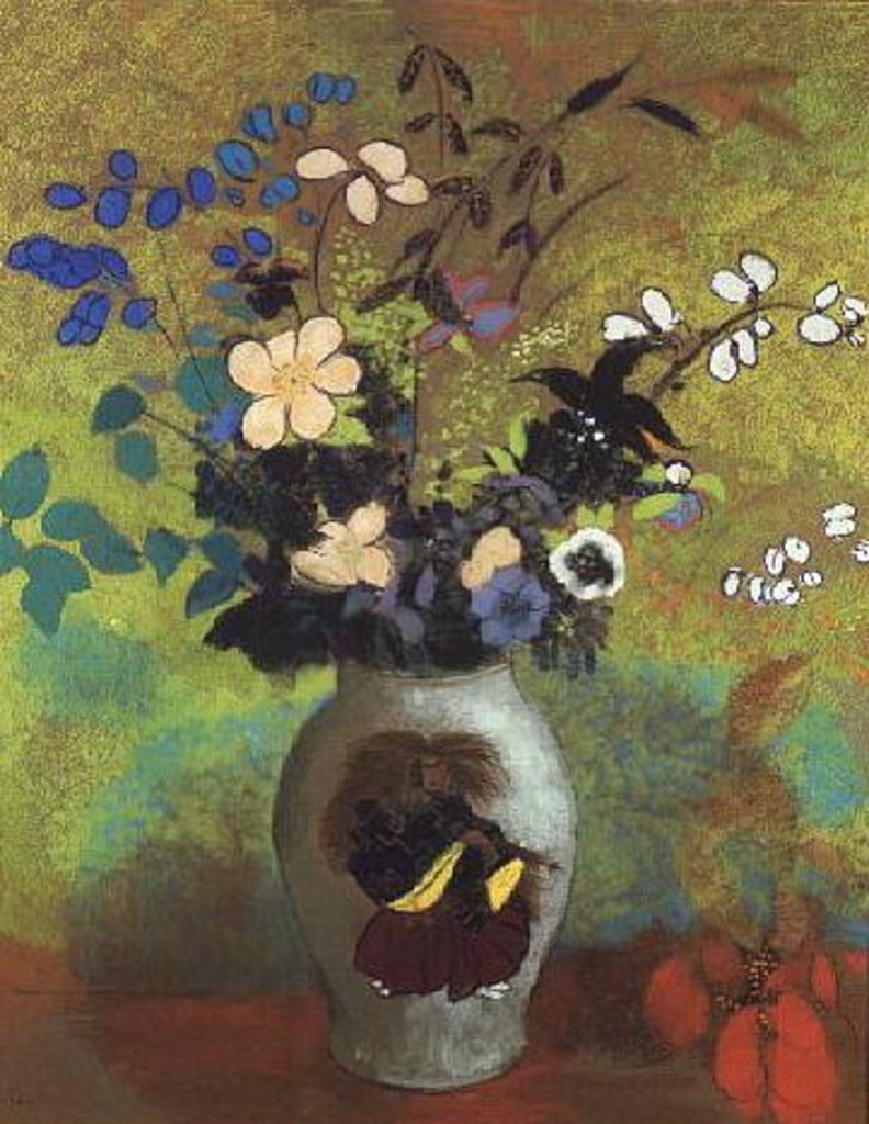 Detail of Fleurs Exotiques dans une Potiche by Odilon Redon