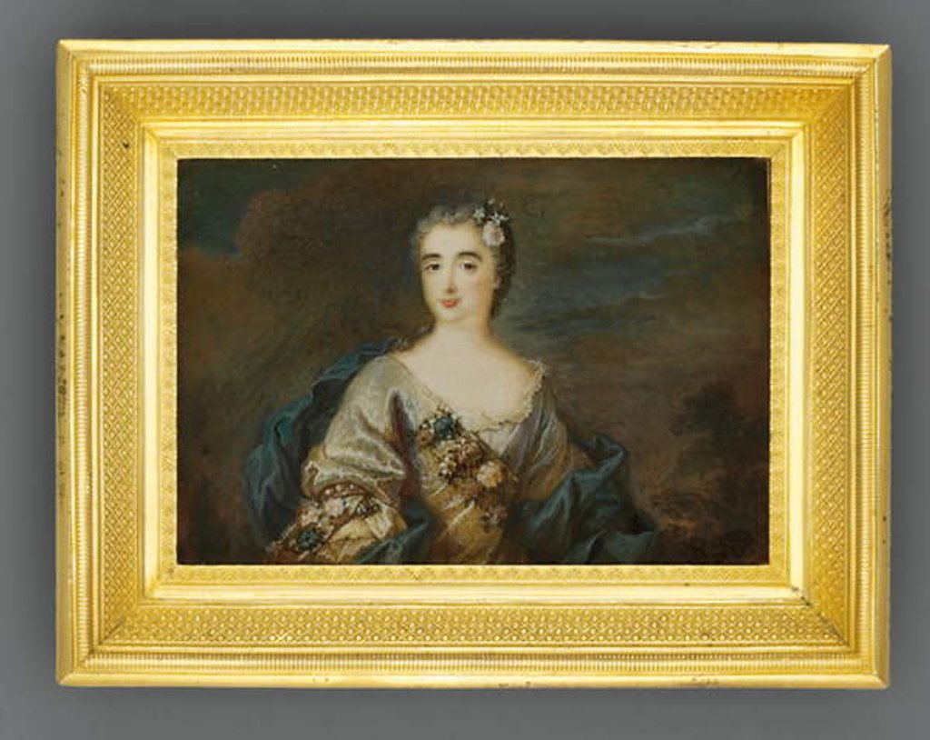 Detail of A lady called Louise-Jeanne de Durfot, Duchesse de Mazarin et de la Meilleraye, c.1750 by French School