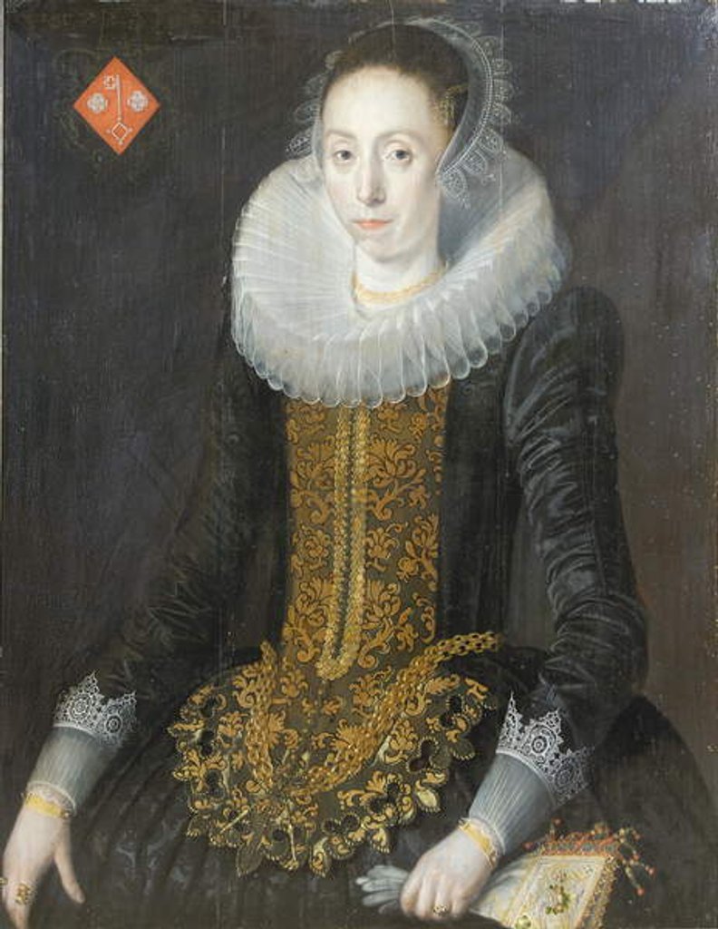Detail of Portrait of Eritia Aukje Hoppers, nee De Blocq, 1622 by Jan De (attr. to) Salle
