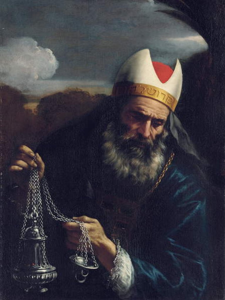 Detail of Aaron, High Priest of the Israelites, holding a censer by Pier Francesco Mola