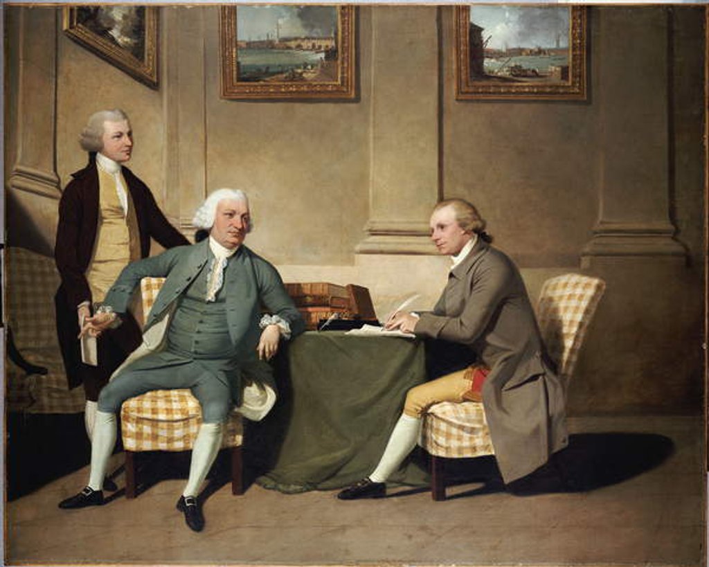 Detail of Group Portrait Of Sergeant-At-Arms Bonfoy, His Son, And John Clementson, Sen. by John Hamilton Mortimer