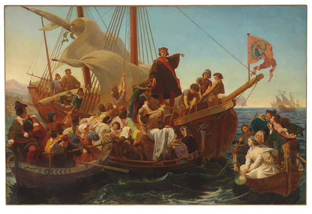 Detail of The Departure of Christopher Columbus from Palos in 1492, 1855 by Emanuel Gottlieb Leutze