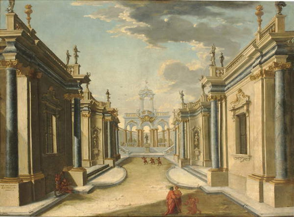 Detail of Architectural fantasy with the Daughters of Minyas from Ovid's 'Metamorphoses' by Giuseppe Antonio Landi