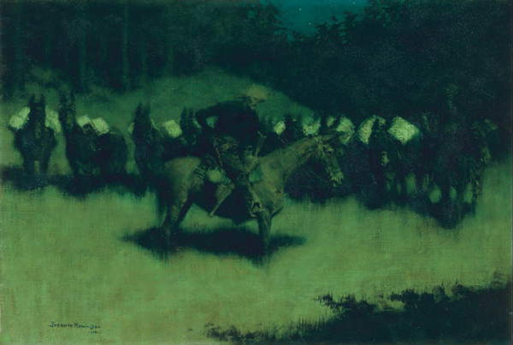 Detail of Scare in a Pack Train, 1908 by Frederic Remington