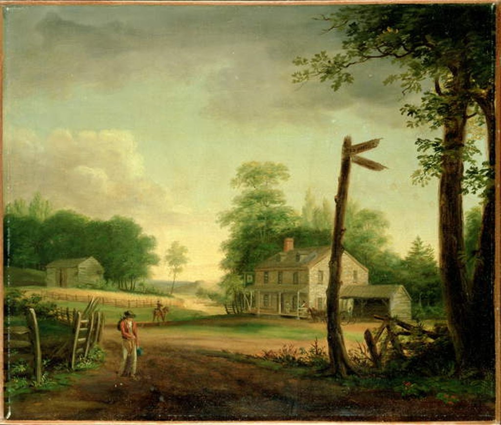Detail of Wayside Inn on Route to Philadelphia by Thomas Birch