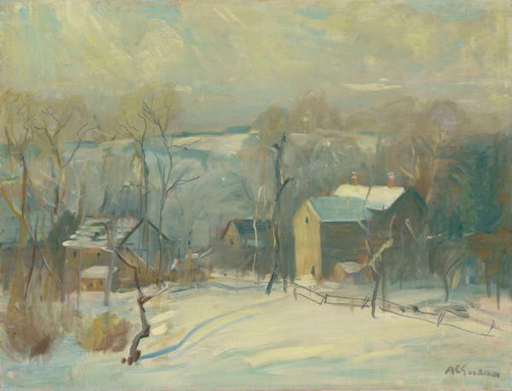 Detail of Village in Snow by Arthur Clifton Goodwin