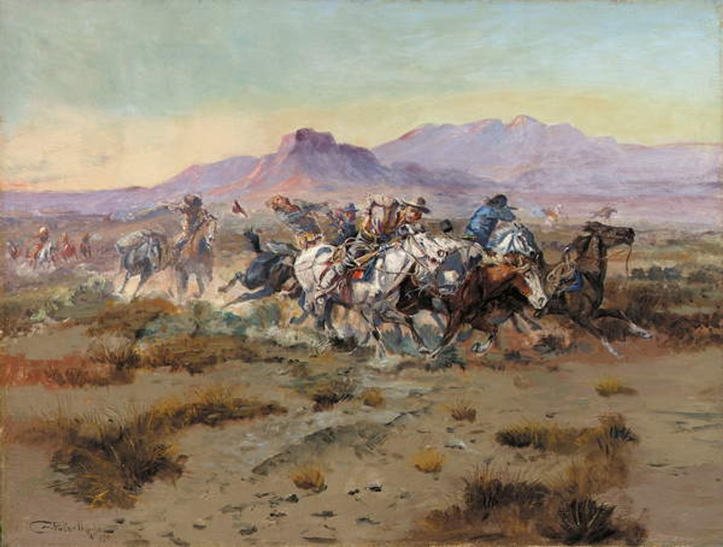 Detail of The Attack, 1900 by Charles Marion Russell