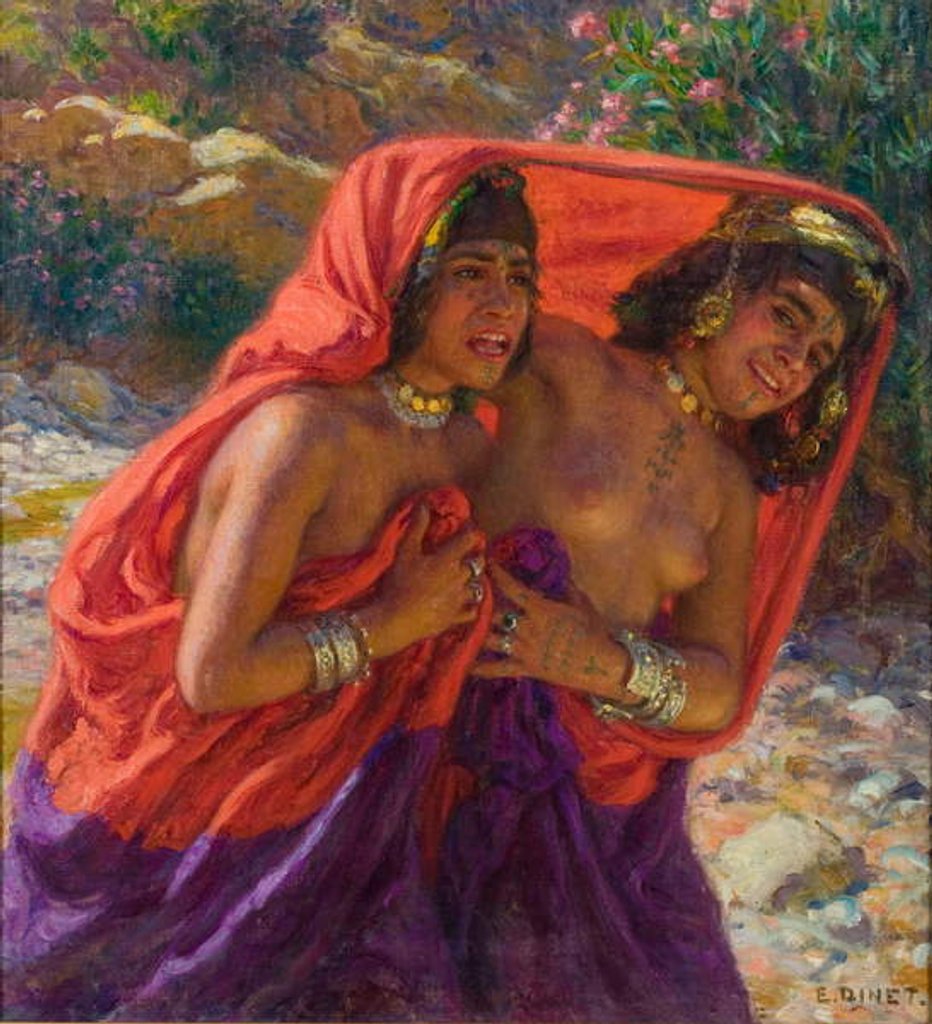 Detail of The Frightened Bathers; La Fuite des Baigneuses by Alphonse Etienne Dinet