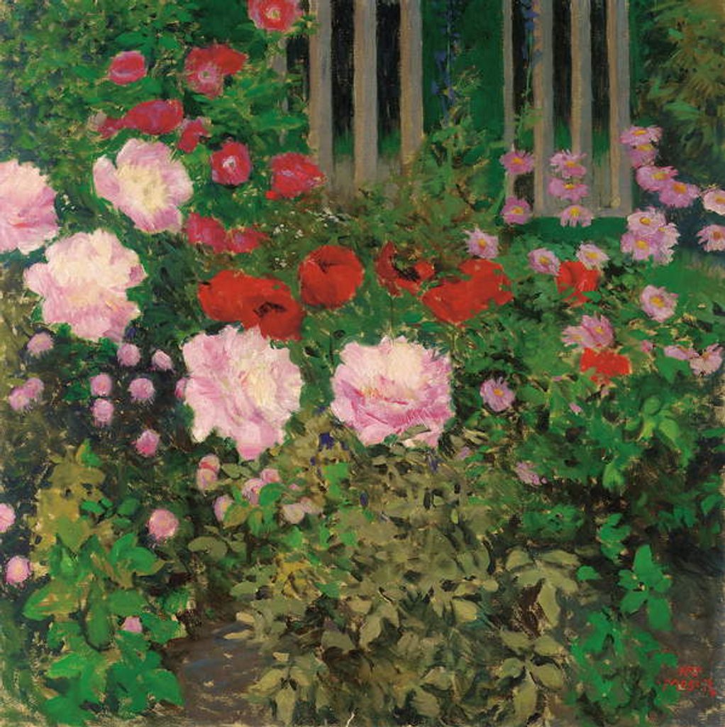 Detail of Flowers and Garden Fence; Bluhende Blumen am Gartenzaun by Koloman Moser