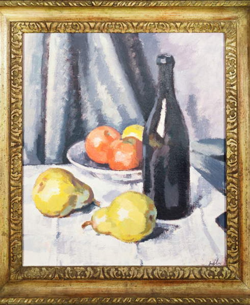 Detail of Apples, Pears and a Black Bottle on a Draped Table, c.1928 by Samuel John Peploe