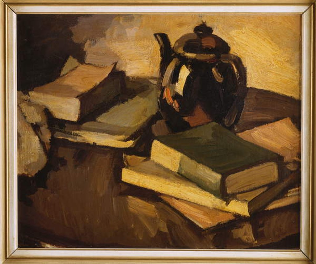 Detail of A Still Life with a Teapot and Books on a Table, c.1926 by Samuel John Peploe