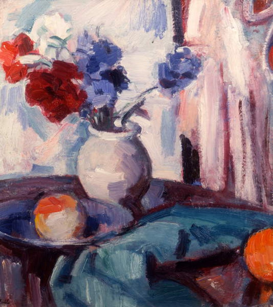 Detail of Mixed Carnations and Cornflowers in a Pottery Vase, c.1931 by Samuel John Peploe