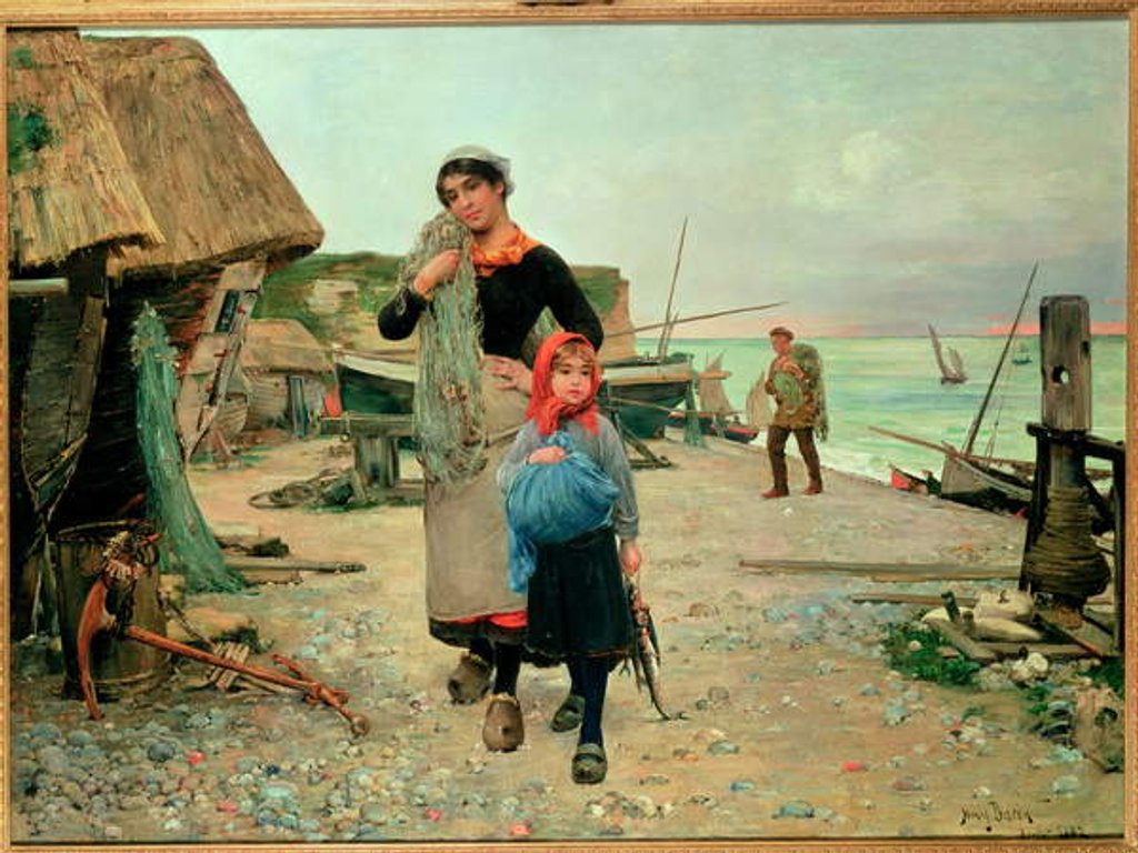 Detail of Fisherfolk Returning with their Nets, 1882 by Henry Bacon