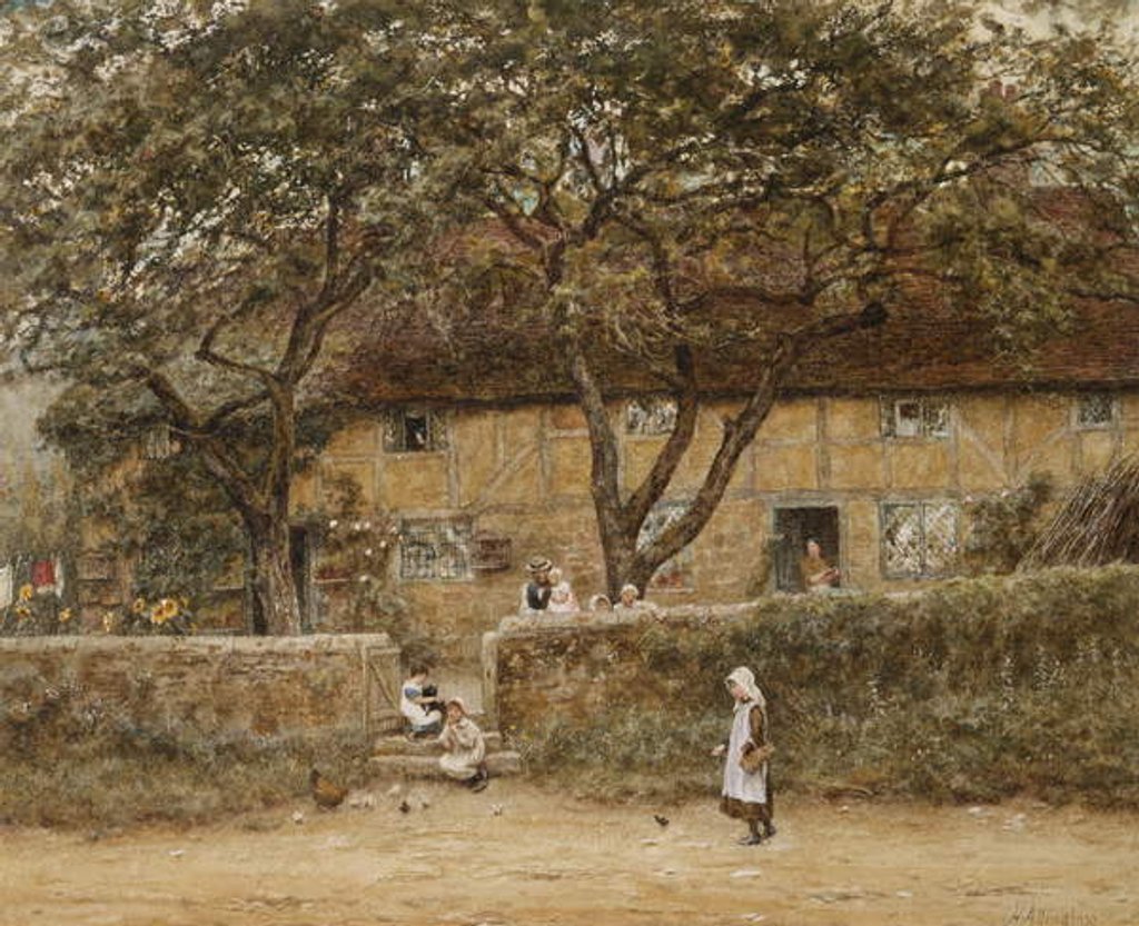 Detail of Children Outside a Cottage by Helen Allingham
