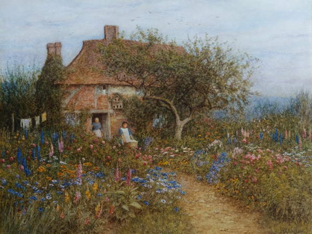 Detail of A Cottage near Brook, Witley, Surrey by Helen Allingham