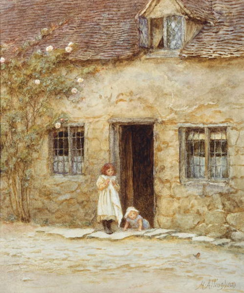 Detail of At the Cottage Door by Helen Allingham