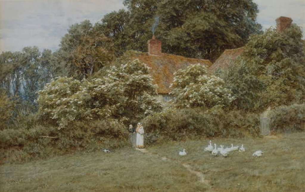 Detail of A Cottage at Farringford, Isle of Wight by Helen Allingham