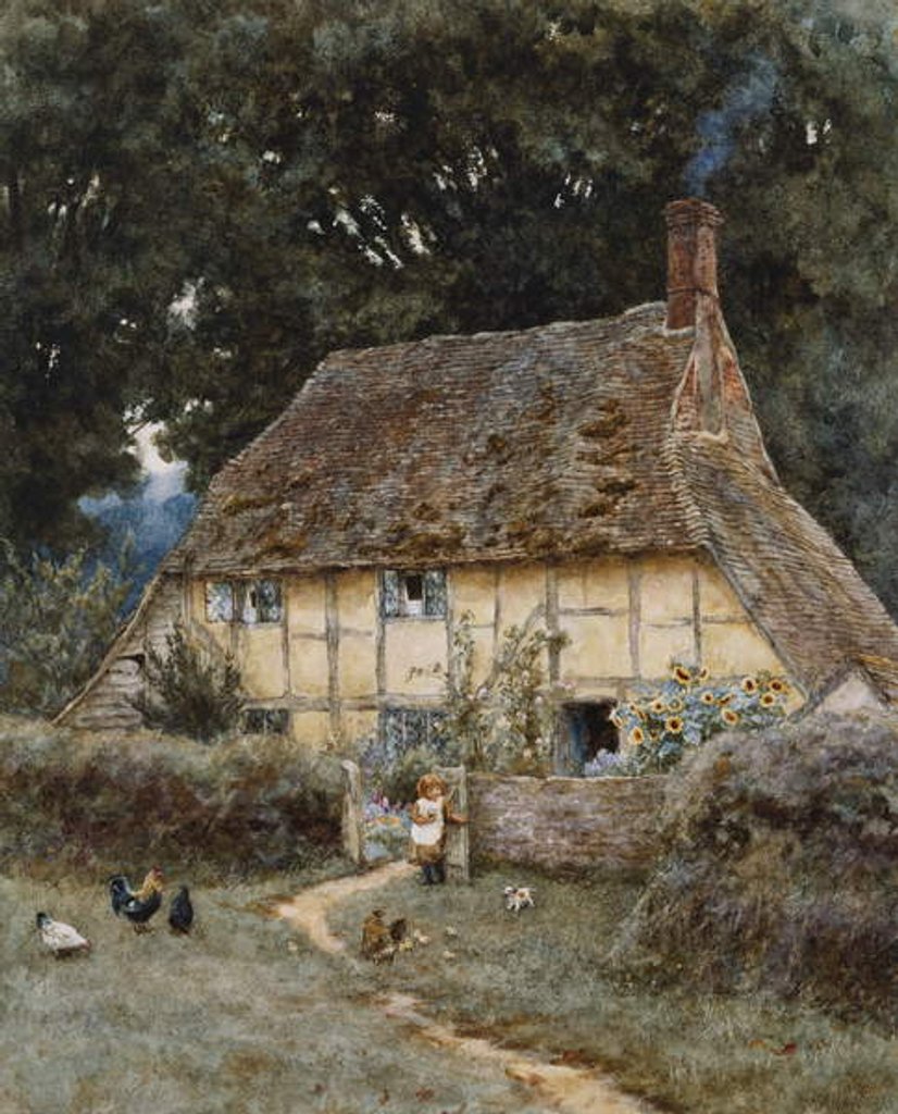 Detail of On the Brook Road, near Witley by Helen Allingham