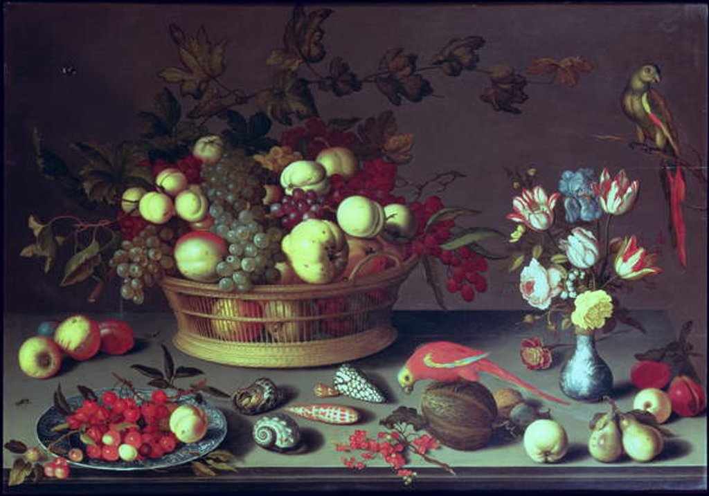 Detail of A Basket of Grapes and other Fruit by Balthasar van der Ast