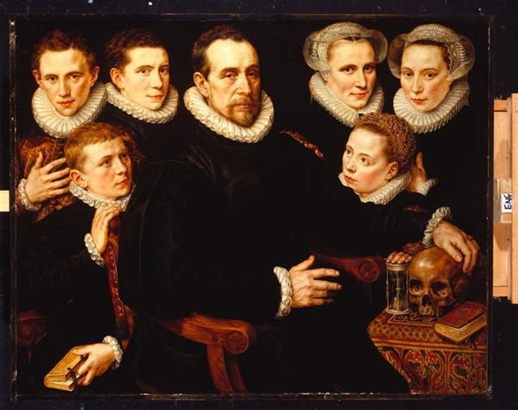 Detail of A Group Portrait of a Gentleman Aged 57 by Adriaen Thomasz Key