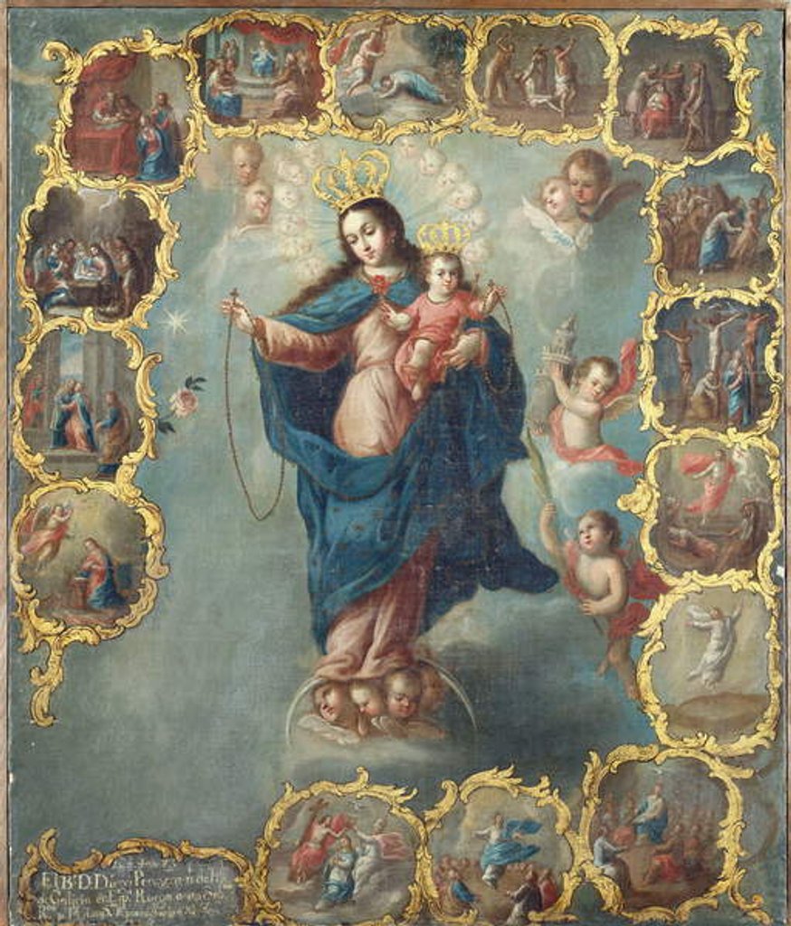 Detail of The Immaculate Conception with the Fifteen Mysteries of the Rosary by Miguel Cabrera
