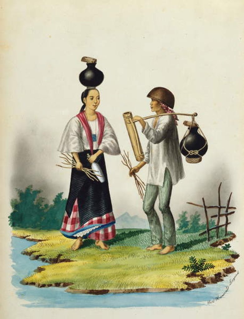 Detail of Manila and it's Environs: Milksellers by Jose Honorato Lozano