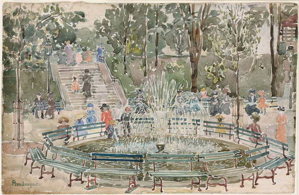 Detail of Fountain, Central Park by Maurice Brazil Prendergast