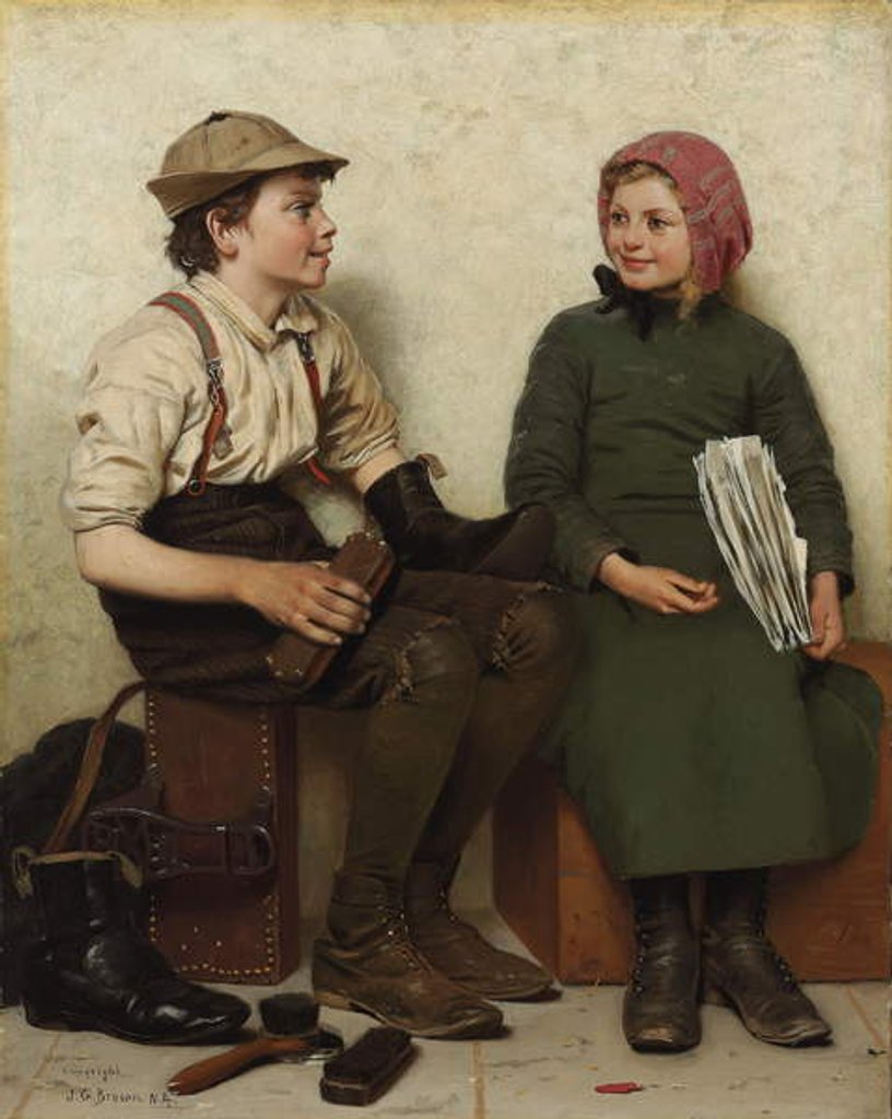 Detail of Tete a Tete, c.1888-1890 by John George Brown