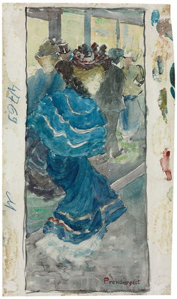 Detail of Elegant Woman in a Blue Dress, c.1893-94 by Maurice Brazil Prendergast