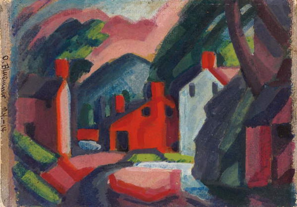 Detail of View of Lehnenburg, Pennsylvania, 1914 by Oscar Florianus Bluemner