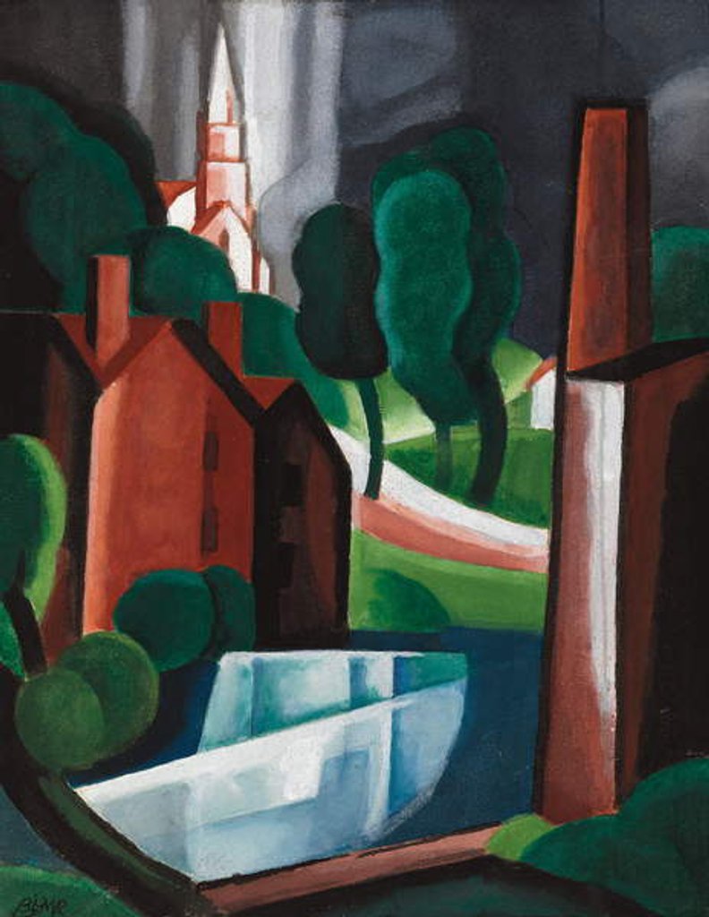 Detail of New Hampshire Town, 1931 by Oscar Florianus Bluemner