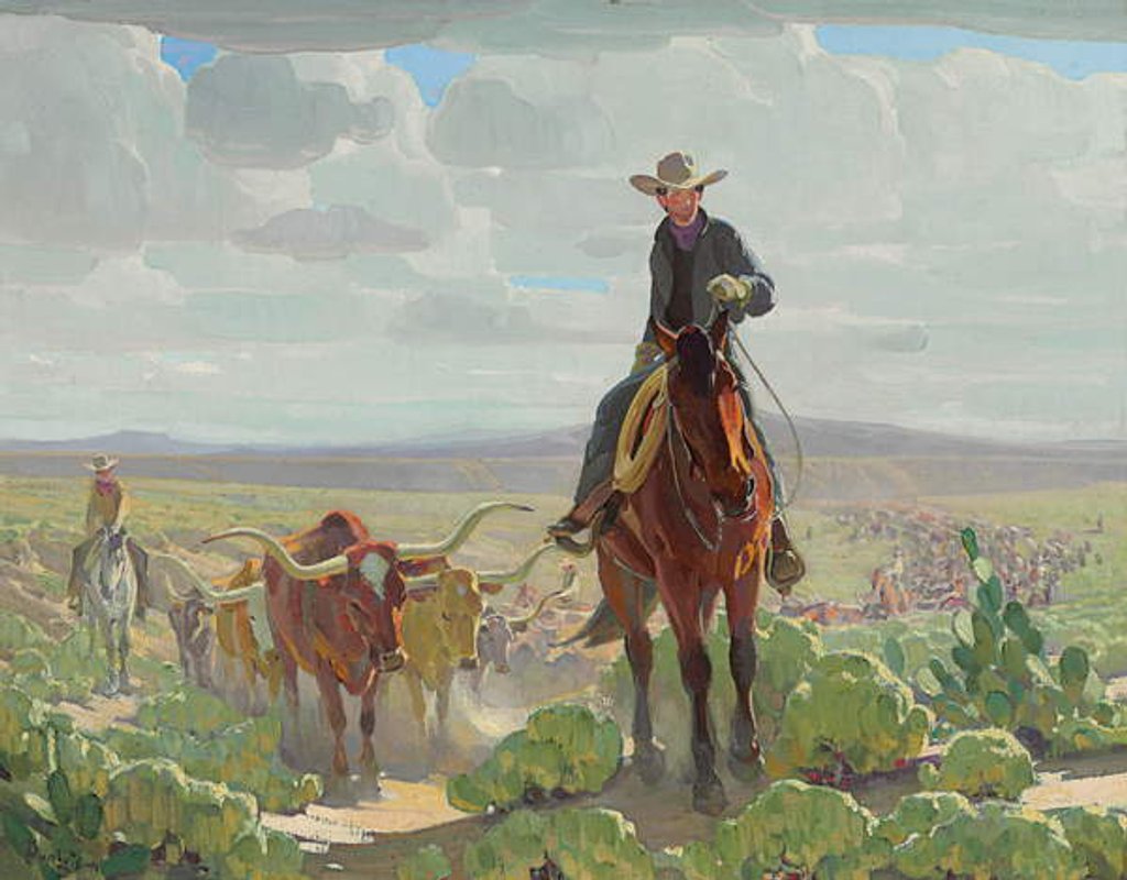 Detail of Texas of Old, c.1930 by William Herbert 'Buck' Dunton