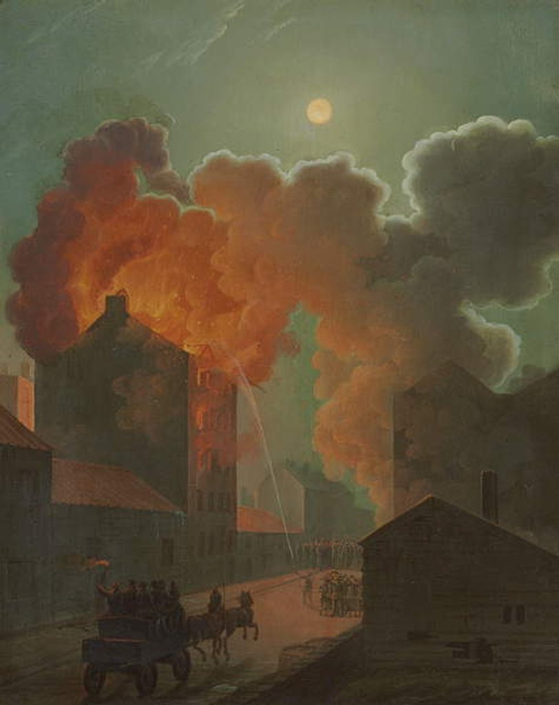 Detail of A Fire in Boston by Moonlight, c.1830-1835 by Robert Salmon