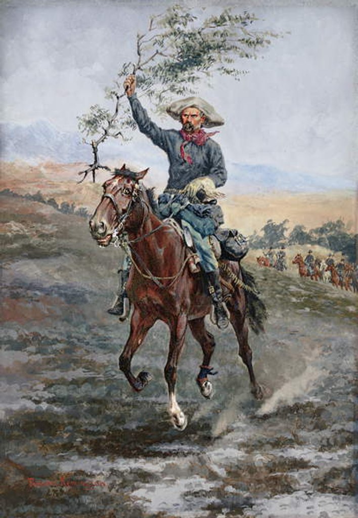 Detail of The Flag of Truce in the Indian War, 1886 by Frederic Remington