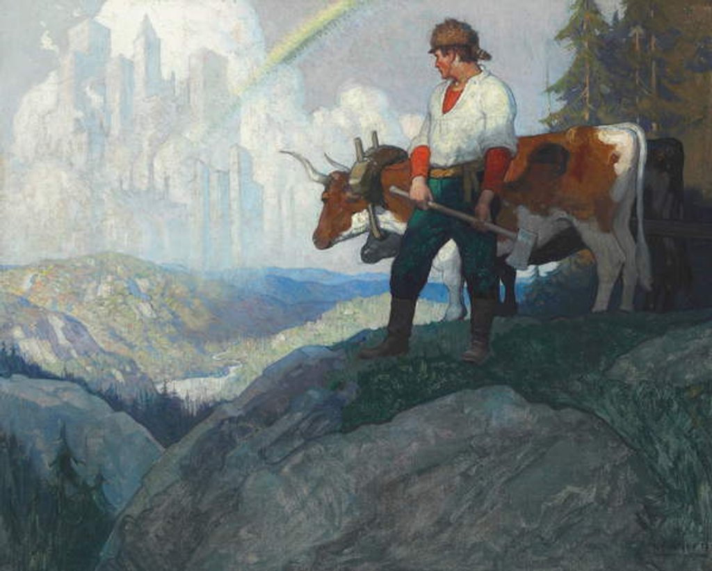 Detail of The Pioneer and the Vision, c.1918 by Newell Convers Wyeth