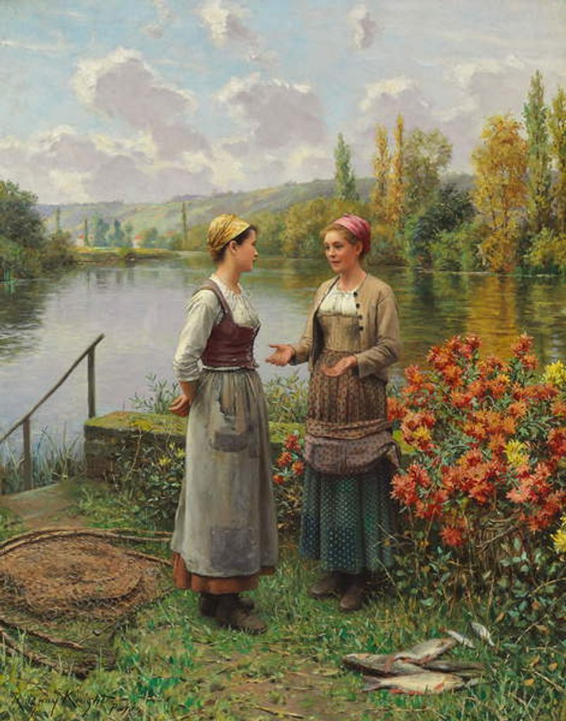 Detail of Two Women in a Landscape by Daniel Ridgway Knight