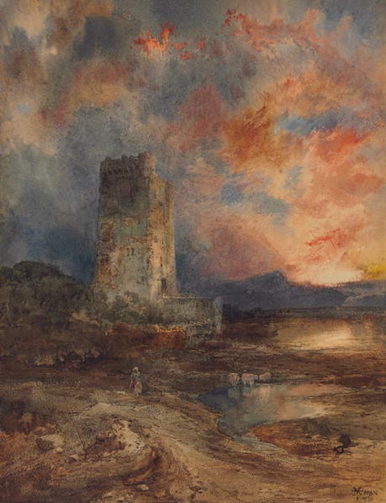 Detail of Sunset on the Moor, 1880 by Thomas Moran