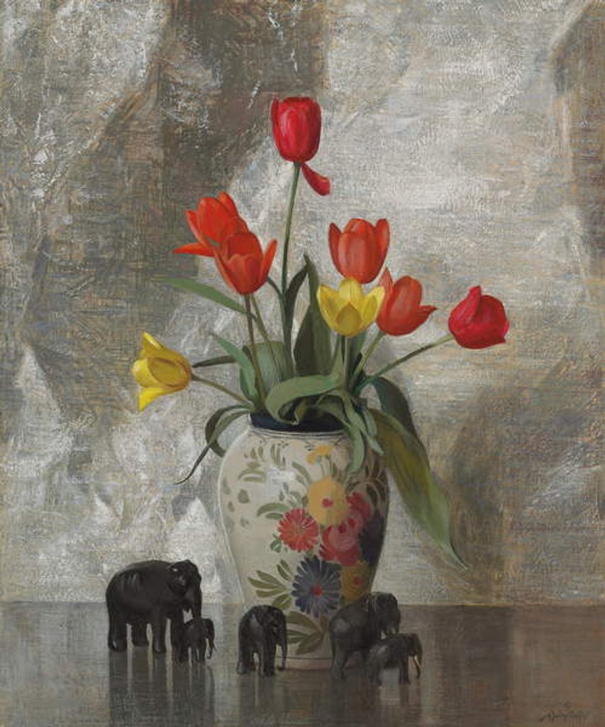 Detail of Elephants & Tulips by Hermann Dudley Murphy