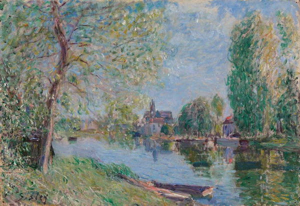 Detail of Spring in Moret-sur-Loing; Le printemps a Moret sur Loing, 1891 by Alfred Sisley