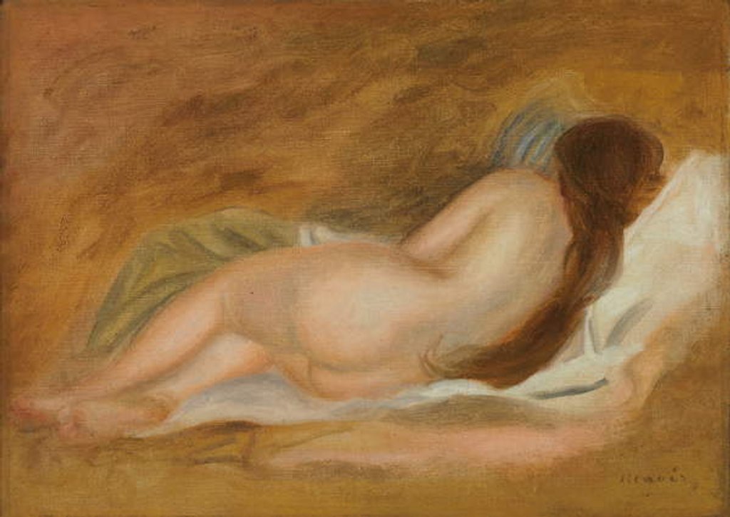 Detail of Sleeping Nude, Back View, Ochre Background; Nu Couche, vu de Dos, sur fond Ocre, c.1885 by Pierre Auguste Renoir
