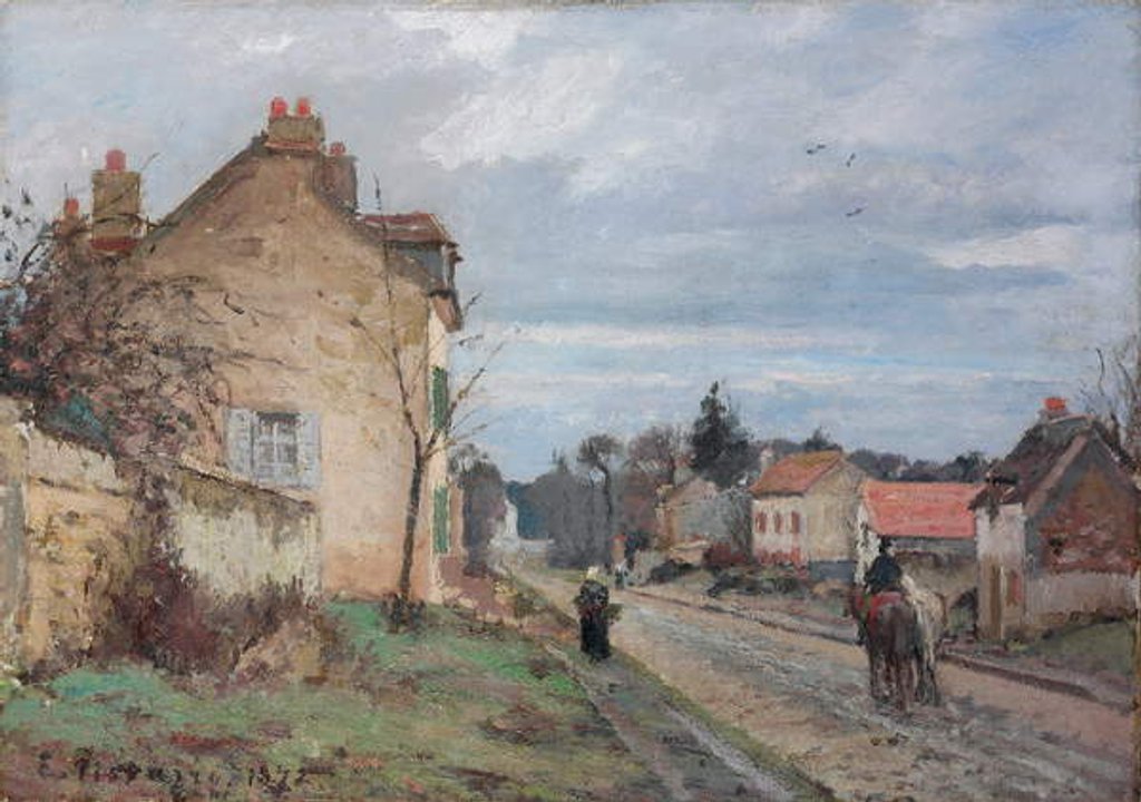 Detail of The Road to Louveciennes, 1872 by Camille Pissarro