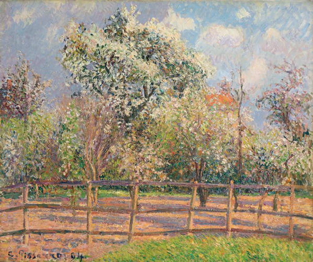 Detail of Pear Trees in Bloom, Eragny; Poiriers en fleur, Eragny, 1894 by Camille Pissarro