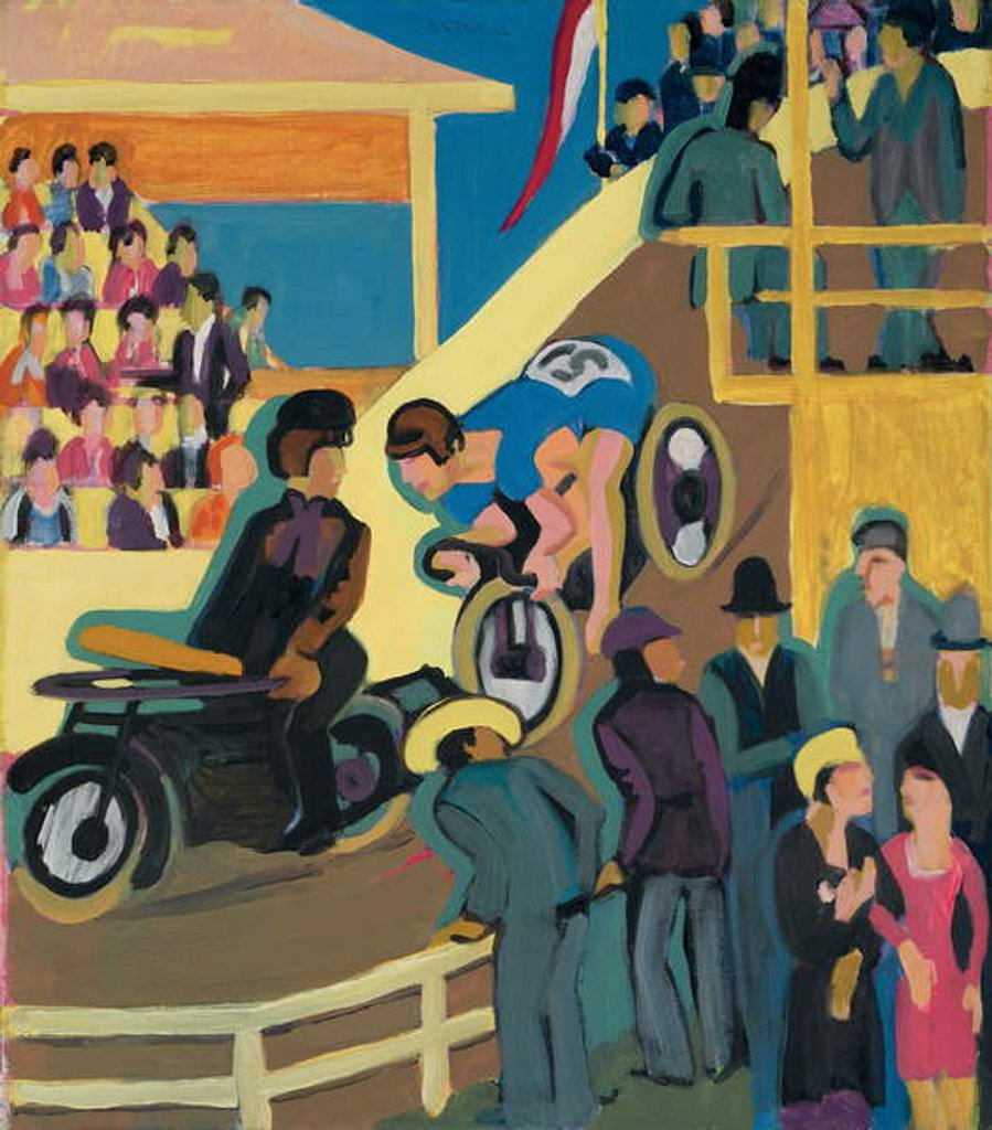Detail of Bicycle Race with Motor Relay; Radrennen mit Motorvorspann, 1927-1928 by Ernst Ludwig Kirchner