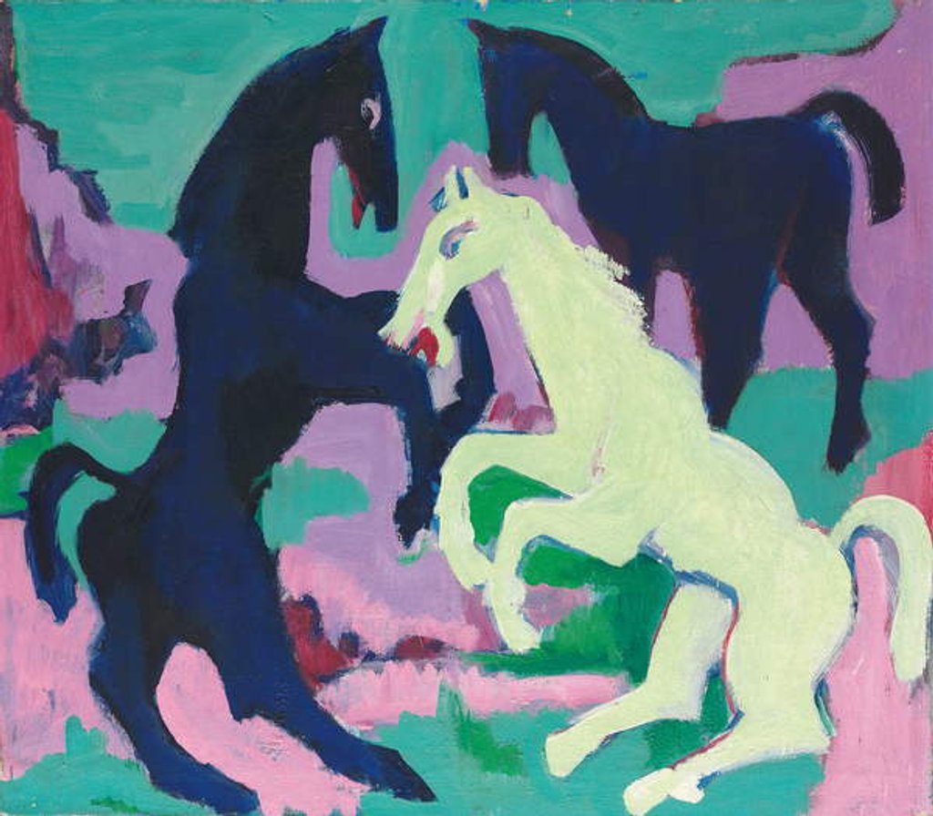 Detail of Three Horses; Drei Pferde, c.1923 by Ernst Ludwig Kirchner