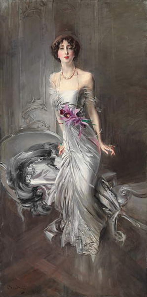Detail of Portrait of Madame Eugene Doyen; Ritratto di Madame Eugene Doyen, 1910 by Giovanni Boldini