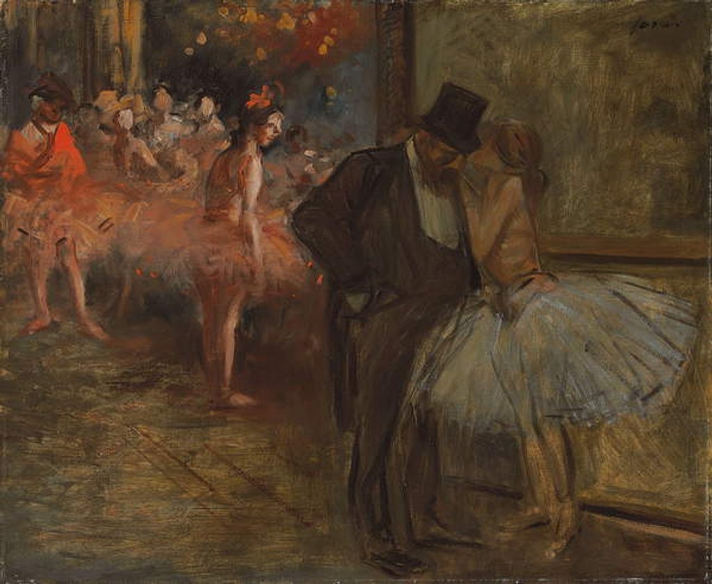 Detail of Dancer and Abonne, at the Opera; Danseuse et Abonne, a l'opera, c.1905 by Jean Louis Forain