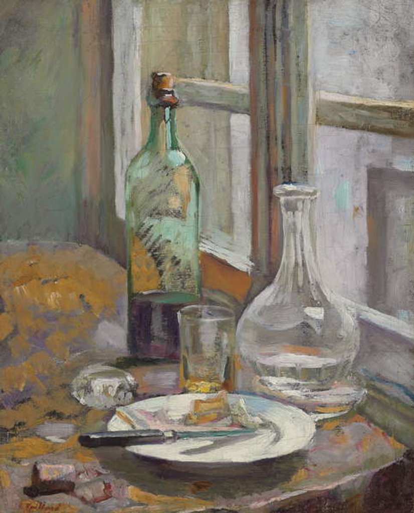 Detail of Still Life with Bottle and Jug; Nature morte avec bouteille et carafe, c.1889-1890 by Edouard Vuillard