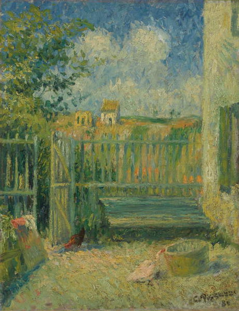 Detail of The Courtyard of Maison Rondest, Pontoise; La cour de la maison Rondest, Pontoise, 1880 by Camille Pissarro